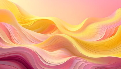 Obraz premium Abstract wavy layers in vibrant yellow and pink tones with a soft gradient background