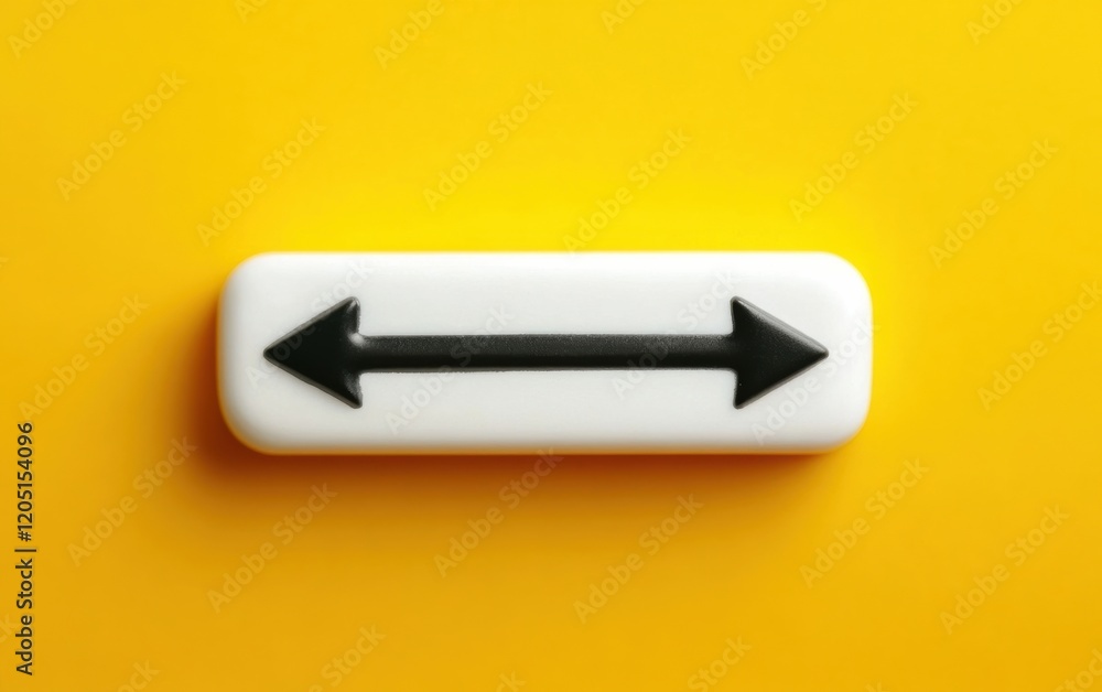 Poster a horizontal arrow button on a vibrant yellow background, symbolizing direction and movement in digi