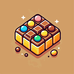 illustration of a cake, piece of cake, cartoon of cake, dessert, chocolate, 
