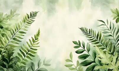 watercolor illustration that replicates the delicate patterns of fern leaves, Generative AI