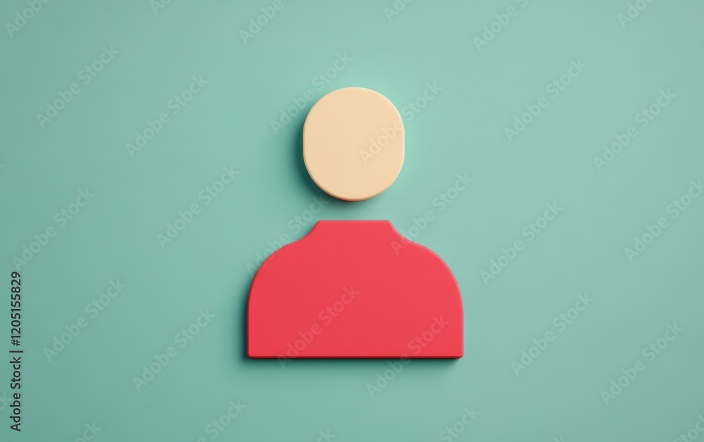 Poster minimalist figure representation on a teal background, perfect for illustrating concepts of identity