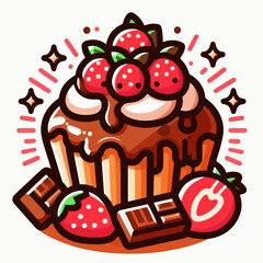 illustration of a cake, piece of cake, cartoon of cake, dessert, chocolate, 