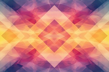 Obraz premium Colorful geometric abstract pattern with vibrant hues of pink, orange, yellow, and blue creating a lively visual effect. Generative AI