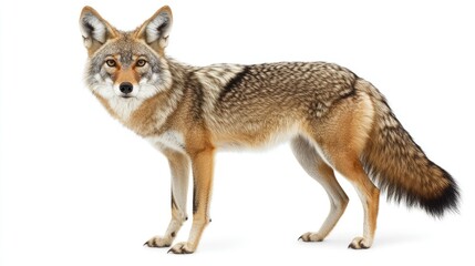 Fototapeta premium A detailed image of a coyote standing on a white background.
