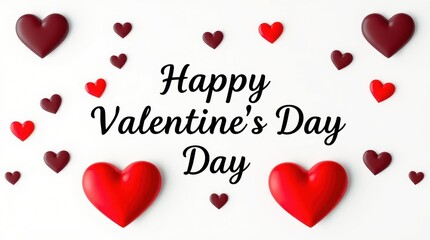 Valentine's Day card with heart shapes and romantic design in pink and red colors