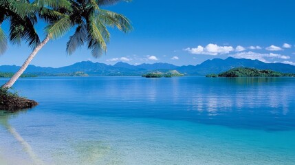 Idyllic Tropical Island Paradise Seascape with Palm Tree