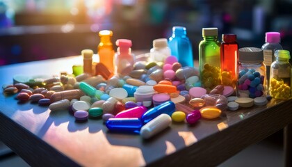 The desk is a hub of medical knowledge.  