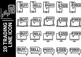 trading line icon, black and white