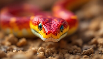 Obraz premium Stunning Red and Yellow Snake Close Up Photo