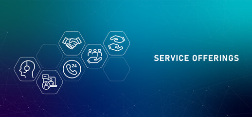 Service offerings gradient header public professional consultant support service help protection assistance design icon outline concept