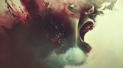 Expressive emotion fueling creative energy digital art abstract portrait surreal environment close-up perspective