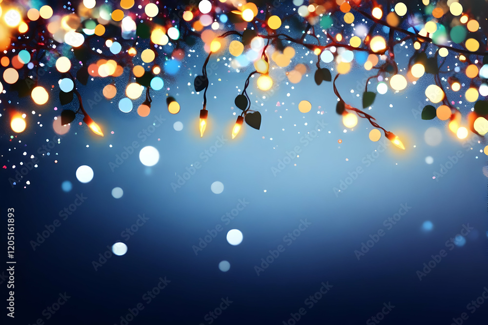 Aufkleber string lights with bokeh effect creates a festive, sparkling background blur