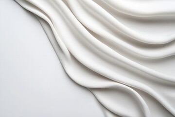 Flowing white fabric waves close view minimalist background