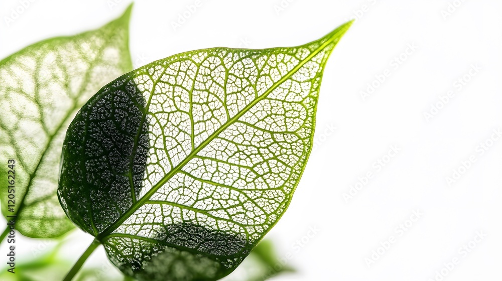Poster close up of translucent green leaves showing intricate vein structure
