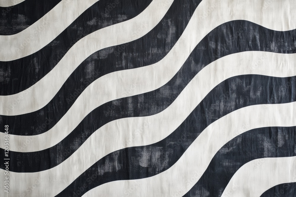 Fototapete elegant black and white wavy pattern on textured fabric creating a modern artistic vibe in interior 