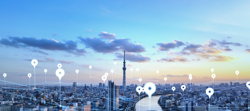 gps, location information, network, search, pin, city, society, social media, map, future, outlook, tourism, travel, store, base, place, location, data, internet, online, web, japan, tokyo, blue sky, 