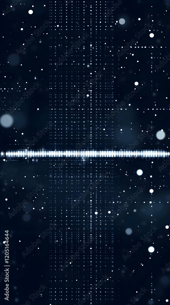 Aufkleber abstract dark blue background displays glowing dots and lines with a subtle bokeh effect, creating a
