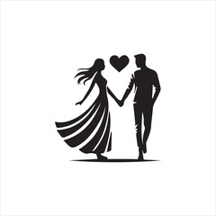 silhouette of bride and groom