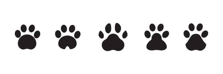 Fototapeta premium Pet paw editable stroke outline icon isolated on white background flat vector illustration.