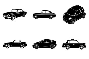 Fototapeta premium Car silhouette bundle flat vector set on white background isolated