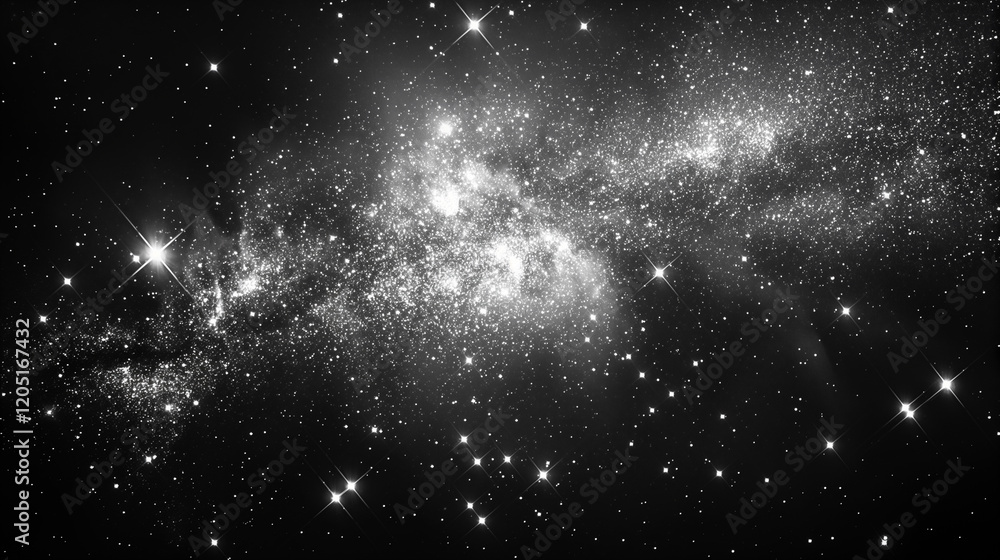 Canvas Prints abstract black and white background of a star filled galaxy on dark space background. generative ai