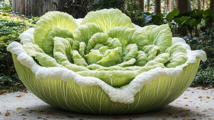 Giant Cabbage Sculpture In A Garden Setting
