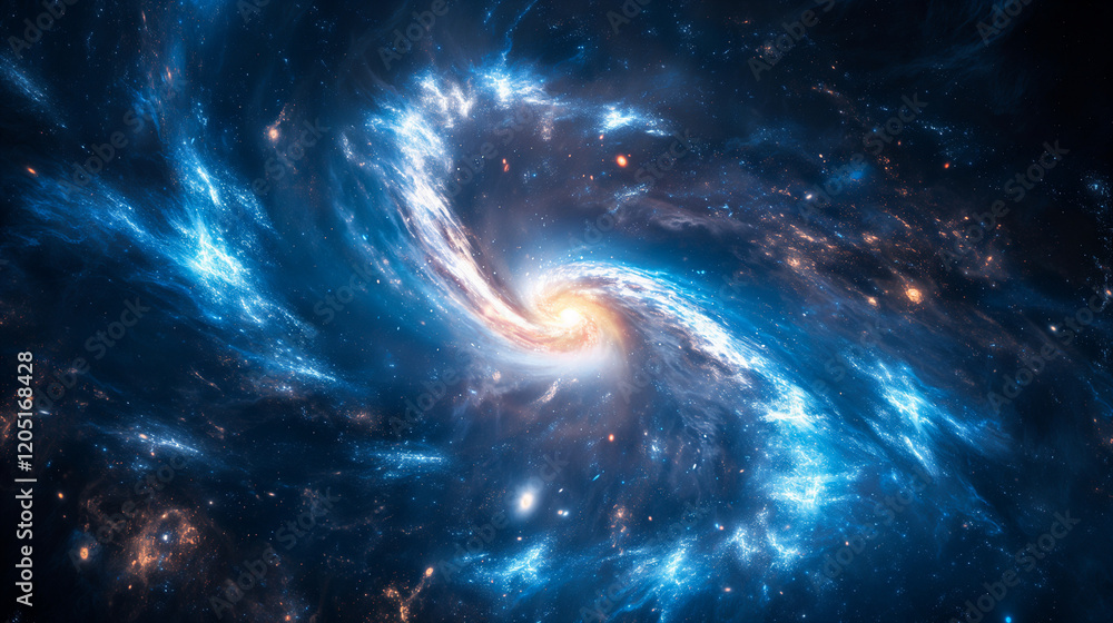 Canvas Prints abstract background of a beautiful glowing blue supernova galaxy in deep space. generative ai