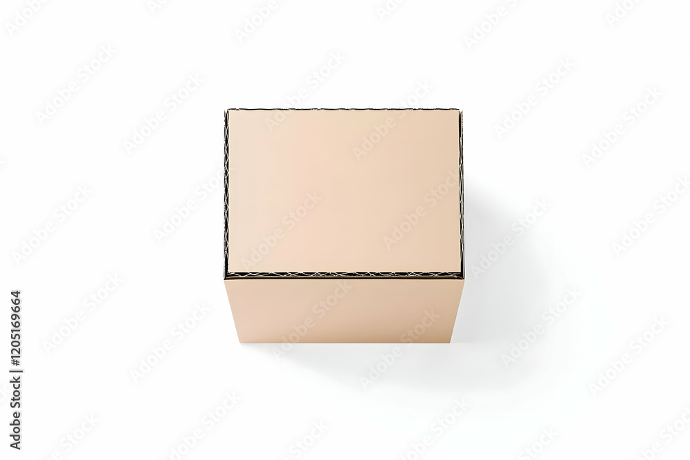 Poster closed cardboard box stands upright on a white background with visible edges and subtle shadow
