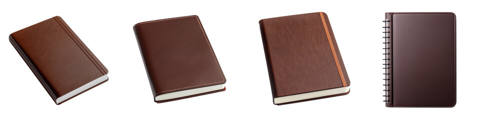 Elegant leather notebook or journal with classic design in brown color suitable for business office writing publishing editorial or corporate branding purposes  Blank hardcover mockup with a clean