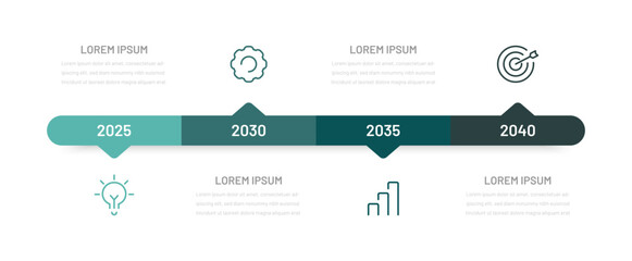 Timeline  infographic. Horizontal four-step diagram for presentation. The concept of achieving the company's success in 4 stages.
