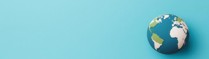 Fototapeta premium A vibrant globe rests against a light blue background, symbolizing global awareness and connectivity.