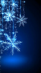 Sparkling Snowflakes Shine Brightly on a Deep Blue Winter Background Illustration