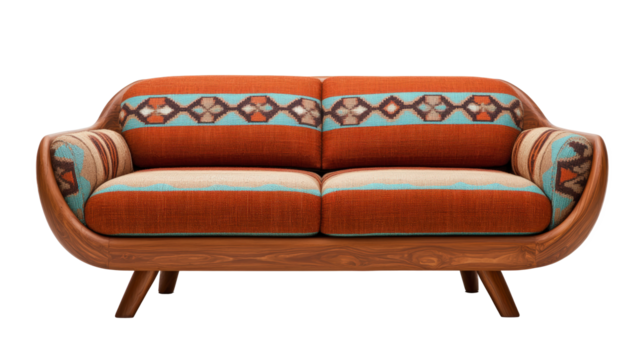 Explore exquisite bohemian sofa designs with vibrant patterns and wooden frame. Stylish, comfortable furniture perfect for modern living spaces.