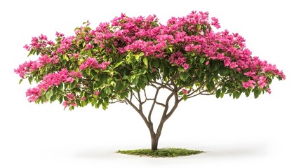 Fototapeta premium Pink Bougainvillea Tree Isolated On White Background