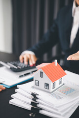 Concept business house finance protection office plan investment buy sell home ensuring idea financial security. residence agent hand protect purchase insurance and secure favorable loan deal.