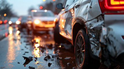 accident scene advertising photographs showing collided cars capture the intensity and drama of vehicle accidents, suitable for high-impact safety campaigns or auto insurance promotions.
