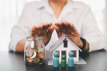 Concept business house finance protection office plan investment buy sell home ensuring idea...