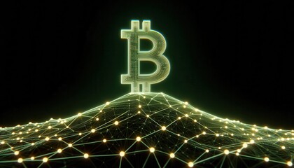 Bitcoin growth surge digital space 3d graphic futuristic environment close-up view cryptocurrency