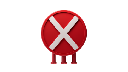 Red Circle Cross Symbol 3D Render Graphic Design isolated on transparent background