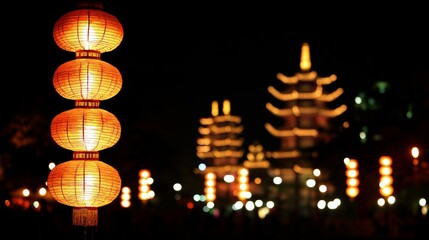 Illuminated Lanterns and Pagoda Festival Night