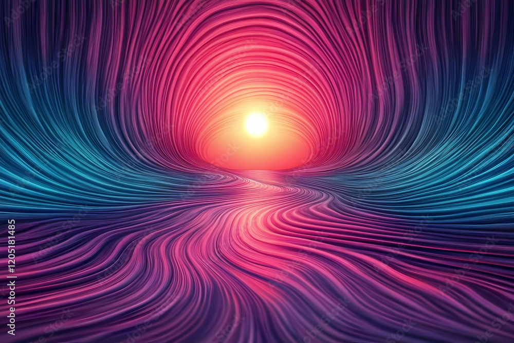 Poster abstract background with wavy lines and a bright center, creating a dynamic visual experience.