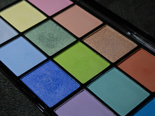 Vibrant multicolored makeup palette for artistic and cosmetic applications