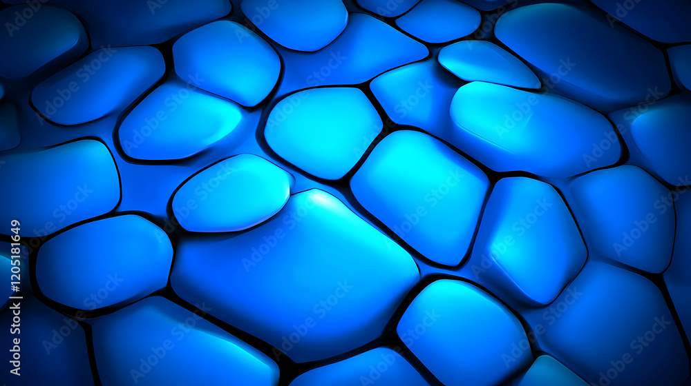 Poster abstract blue 3d shapes background forms a unique texture with smooth, rounded edges.