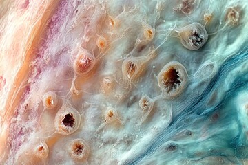 Detailed view of human hair follicles under a microscope, showcasing their complex structure.