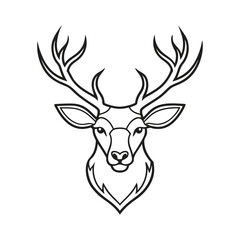 Naklejka premium Deer head vector icon line art illustration.