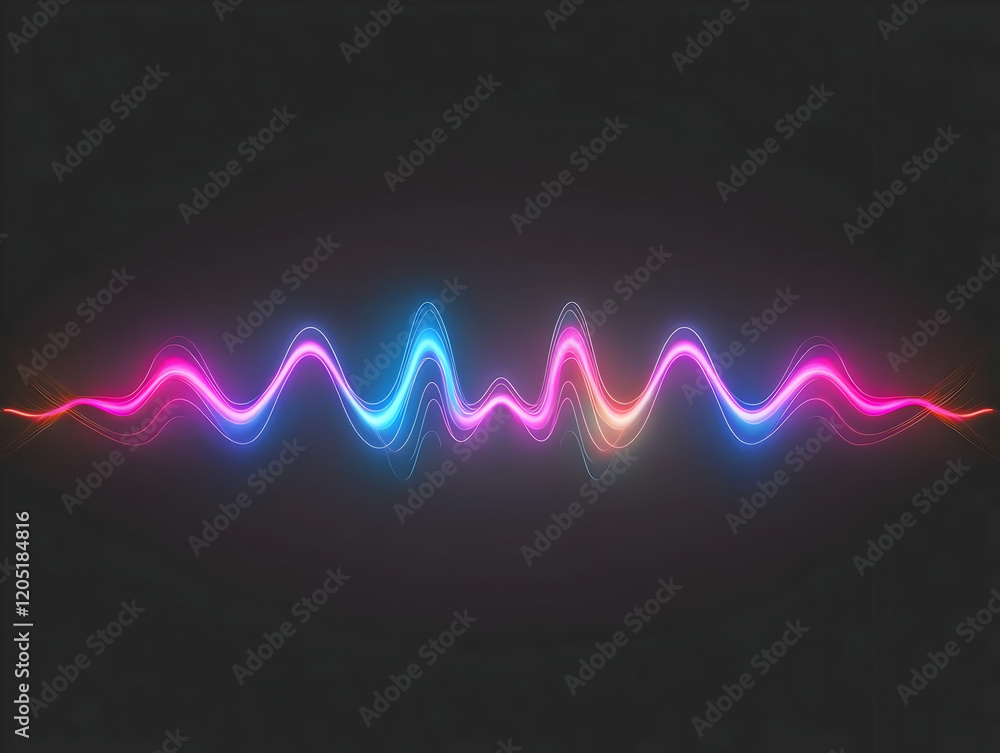 Poster abstract neon waves flow across a dark background with vibrant colors and smooth curves