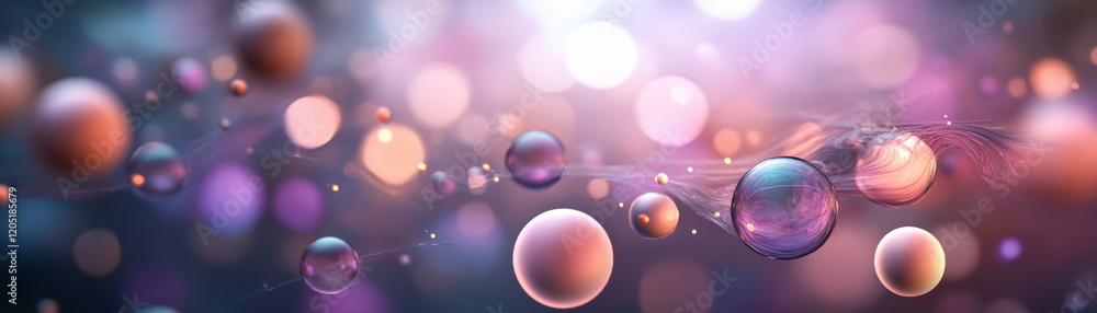 Aufkleber abstract digital art showcasing vibrant colors and floating spheres, creating a mesmerizing visual e