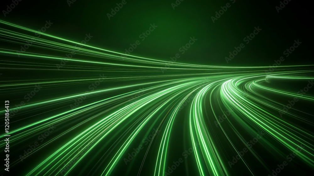 Poster dynamic neon green and black abstract background with flowing lines creates sense of movement and en