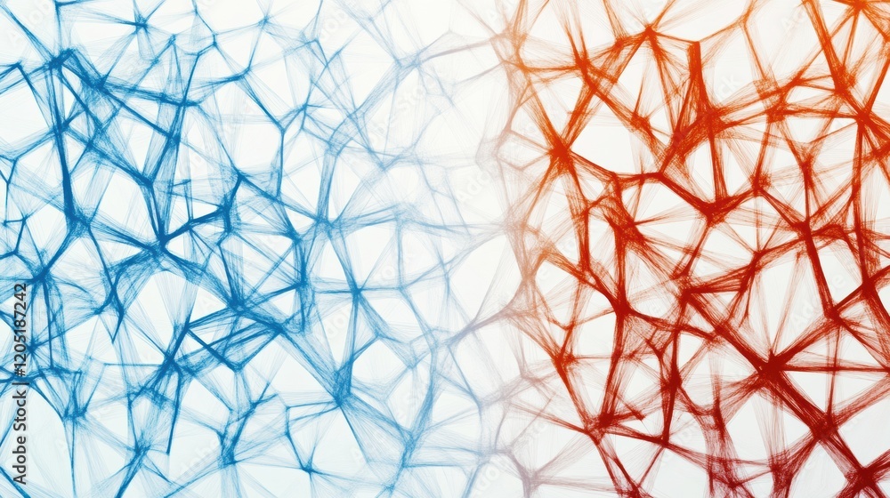 Poster abstract network design showcasing contrasting blue and orange colors for digital art applications o