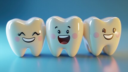 Fototapeta premium 3D Tooth Decay,tooth character with toothbrush ,Dental care illustration set,wisdom,childrens dentistry concept,pain and lean on other teeth cause of tooth decay,dental care for kids.
